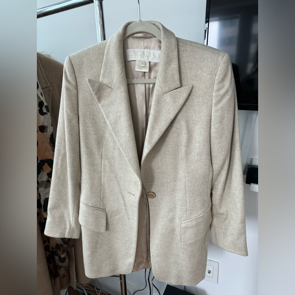 Escada cream / tan wool suit jacket - Vintage - size 36/6